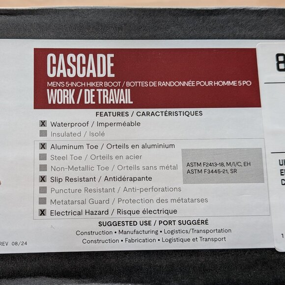 Irish Setter Cascade Waterproof Aluminum Toe Work Boots With Inserts - Picture 10 of 11